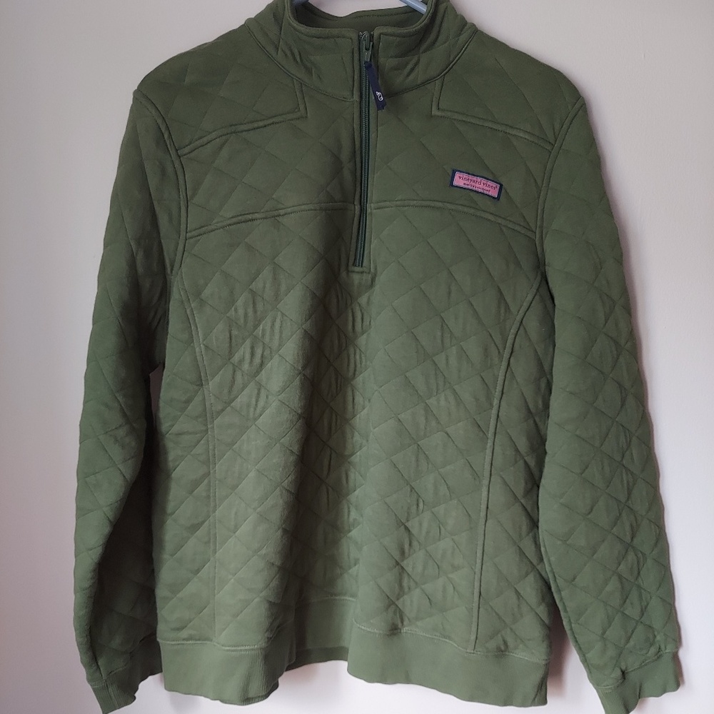 Vineyard Vines Olive Green Quilted Pullover XL